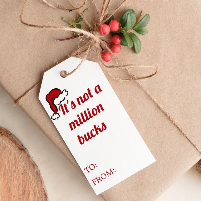 Rolig Retro Handritad Röd Tomtehatt Jul Presentetikett (Skapare uppladdad)
