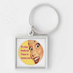 Rolig Retro hemmafru högvärdiga Keychain 5 Fyrkantig Silverfärgad Nyckelring
