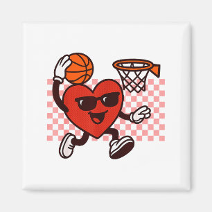 Rolig Retro Hjärtgrafik Basketspelare Barn V Magnet