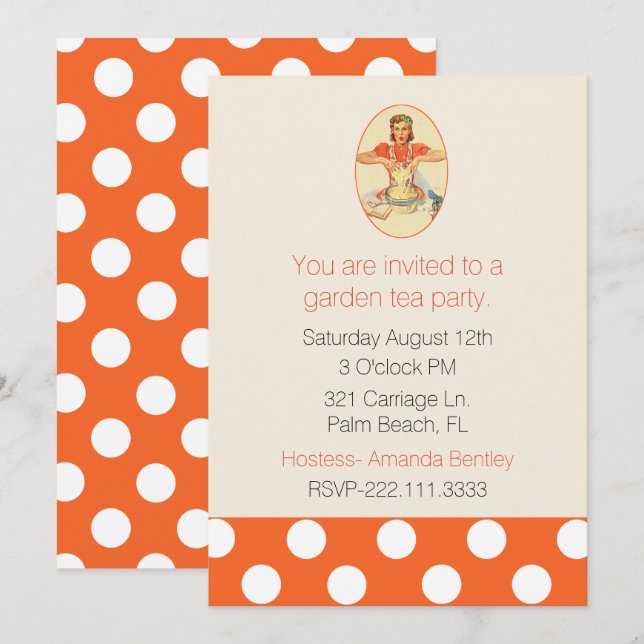 Rolig Retro inbjudan för kvinnamatlagningparty (Fram/baksida)