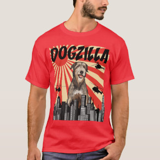 Rolig Retro Japansk Dogzilla Irländsk Varghund fri T Shirt