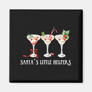 Rolig Retro Julen Tomtens Lilla Hjälpare Martini G Magnet