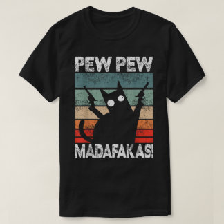 Rolig Retro Katt Pew Pew Konst T Shirt