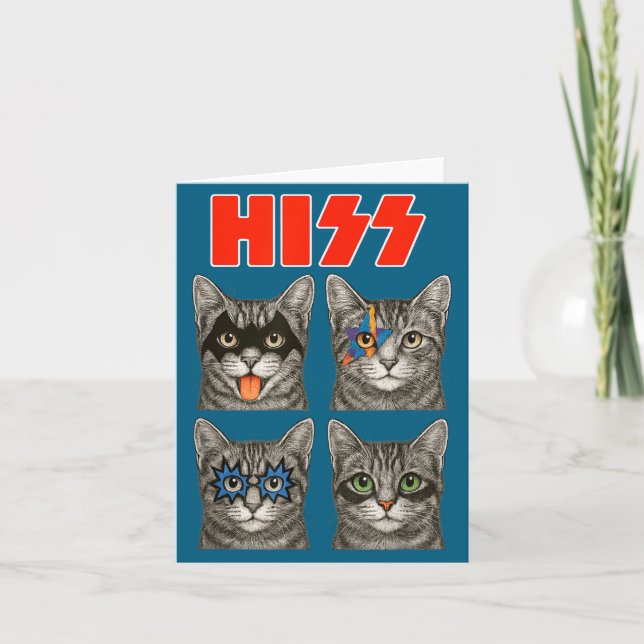 Rolig Retro Katt Rock Musik Konsert Kort (Framsida)