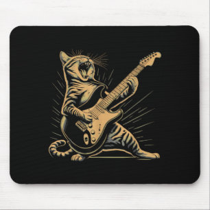 Rolig Retro Katt Rockmusik Män Barn Kvinnor Matcha Musmatta