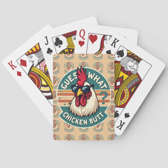 Rolig Retro Kyckling Butt Skämt Design Casinokort (Baksidan)