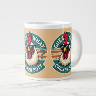 Rolig Retro Kyckling Butt Skämt Design Jumbo Mugg