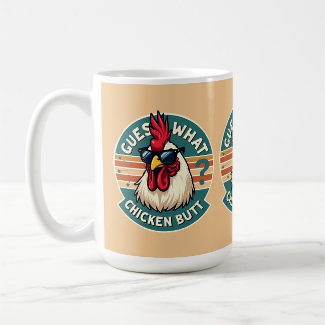 Rolig Retro Kyckling Butt Skämt Design Kaffemugg (Vänster)