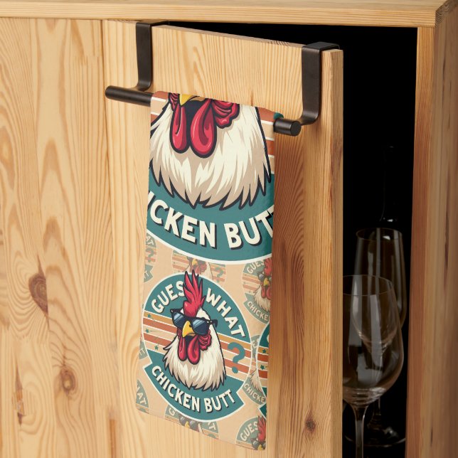Rolig Retro Kyckling Butt Skämt Design Kökshandduk (Thirds Fold)