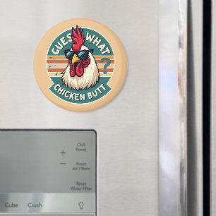 Rolig Retro Kyckling Butt Skämt Design Magnet