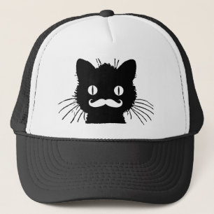 ROLIG RETRO MUSTASCH PÅ SVART KATTUNGE TRUCKERKEPS