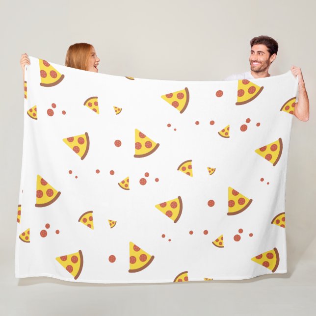 Rolig Retro Pepperoni Pizza Minimalistisk Mönster Fleecefilt (På plats)