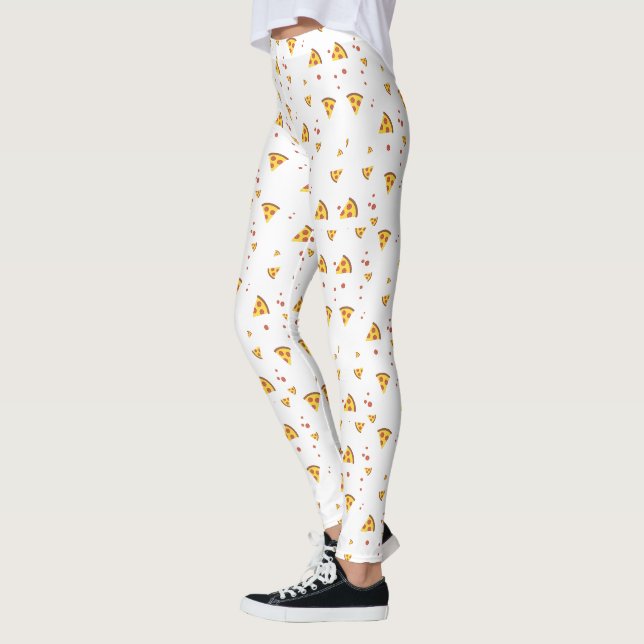 Rolig Retro Pepperoni Pizza Minimalistisk Mönster Leggings (Vänster)