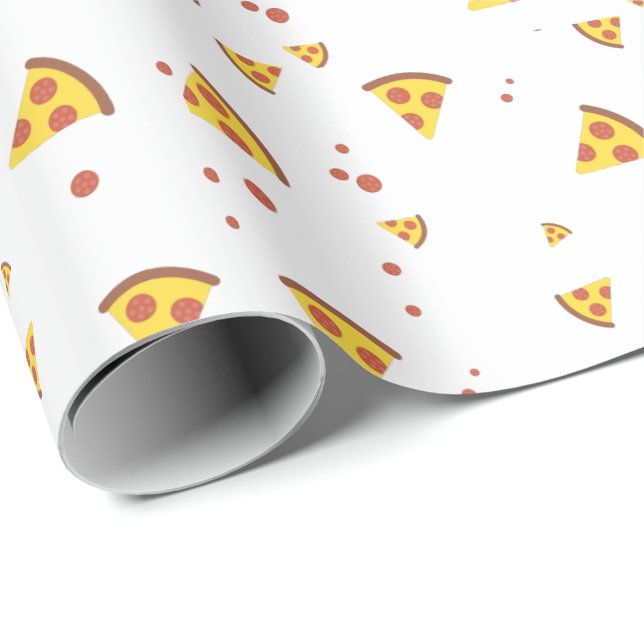 Rolig Retro Pepperoni Pizza Minimalistisk Mönster Presentpapper (Rullad Hörn)