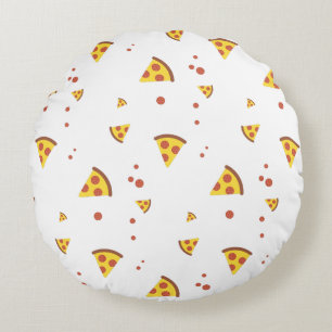 Rolig Retro Pepperoni Pizza Minimalistisk Mönster Rund Kudde