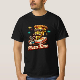 Rolig Retro Pizzatids T-Shirt – Söt Tecknad Pizza
