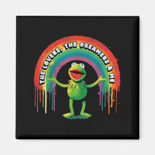 Rolig Retro Regnbåge Groda Anslutning Älskarna Drö Magnet