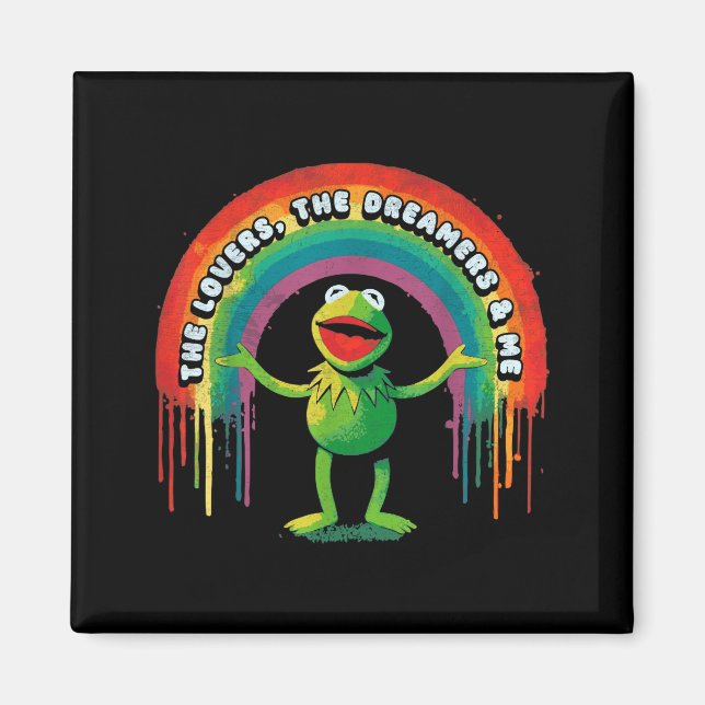 Rolig Retro Regnbåge Groda Anslutning Älskarna Drö Magnet (Framsidan)
