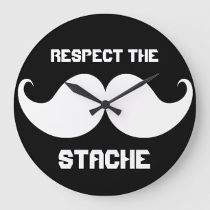 Rolig Retro respekt den Stache mustaschmoustachen Stor Klocka