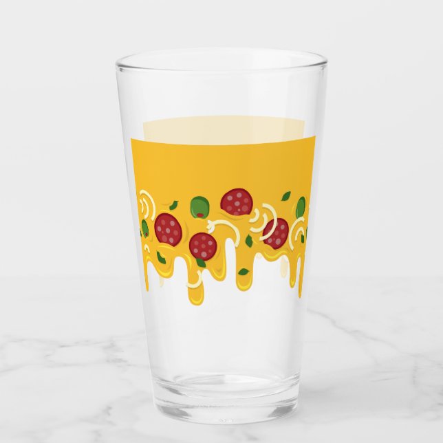 Rolig Retro Rinnande Pizzaost Keto Fest Glaskopp (Framsida)