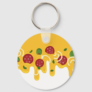 Rolig Retro Rinnande Pizzaost Keto Fest Nyckelring