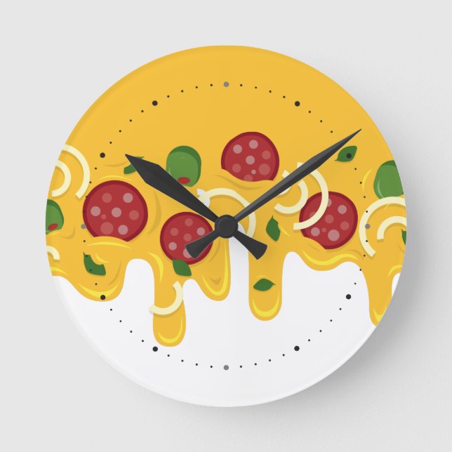 Rolig Retro Rinnande Pizzaost Keto Fest Rund Klocka (Framsida)