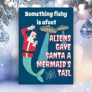 Rolig Retro Sci-Fi Tomte Utomjordingar Jul Julkort