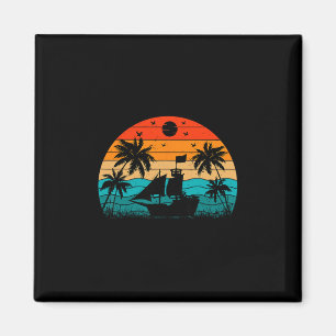Rolig retro segelbåt familjeresa kapten Cre Magnet
