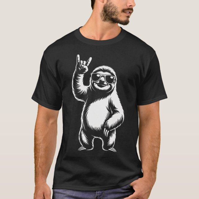 Rolig Retro Sengångare Rockmusik Djur T Shirt (Framsida)