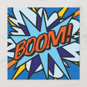 Rolig Retro Serietidning BOOM Inbjudningar