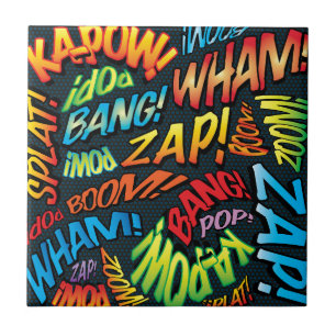 Rolig Retro Serietidning Pop Art Ljud Kakelplatta