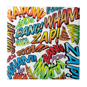 Rolig Retro Serietidning Pop Art Ljud Kakelplatta