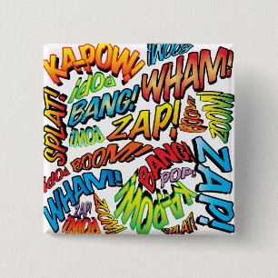 Rolig Retro Serietidning Pop Art Ljud Knapp