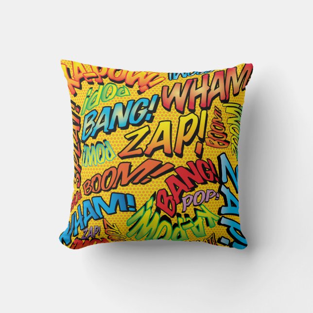 Rolig Retro Serietidning Pop Art Ljud Kudde (Framsida)