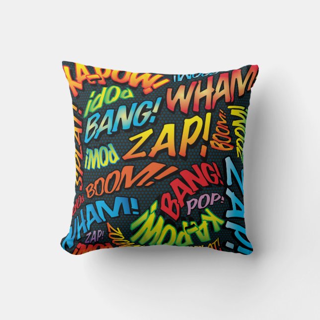 Rolig Retro Serietidning Pop Art Ljud Kudde (Framsida)