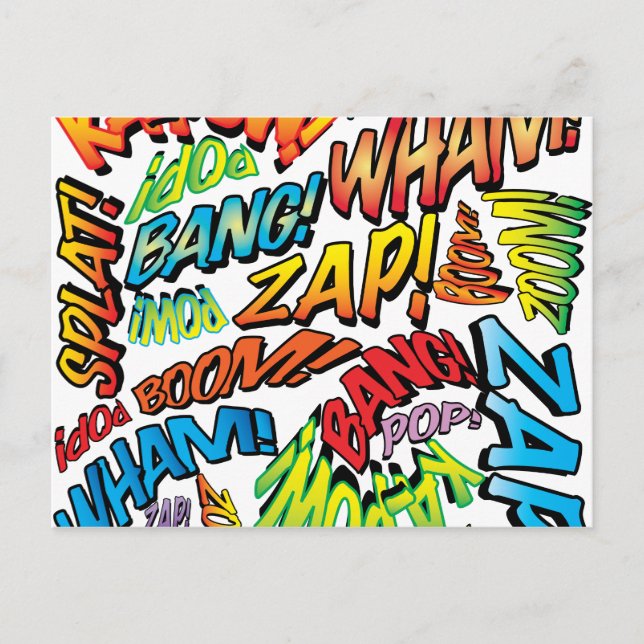 Rolig Retro Serietidning Pop Art Ljud Meddelande Vykort (Framsida)