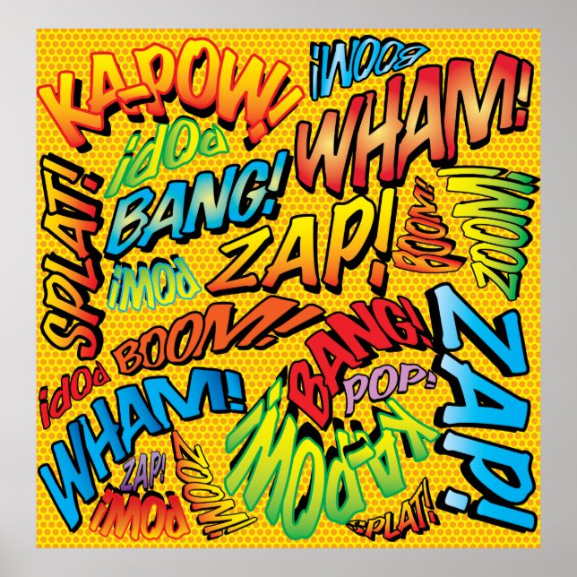 Rolig Retro Serietidning Pop Art Ljud Poster (Framsidan)