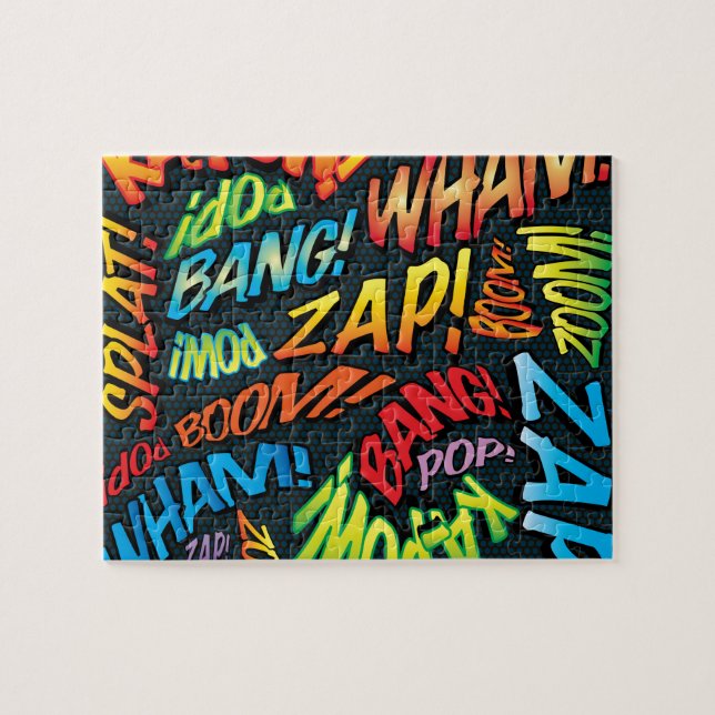 Rolig Retro Serietidning Pop Art Ljud Pussel (Horisontell)