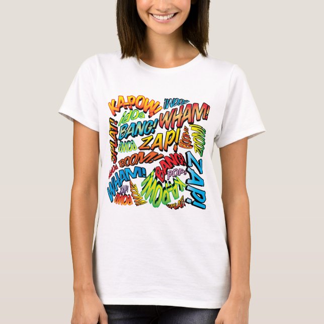 Rolig Retro Serietidning Pop Art Ljud T Shirt (Framsida)
