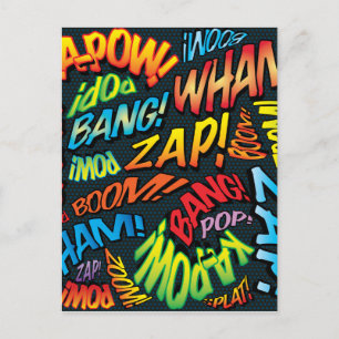 Rolig Retro Serietidning Pop Art Ljud Vykort