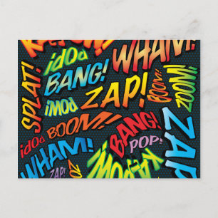 Rolig Retro Serietidning Pop Art Ljud Vykort