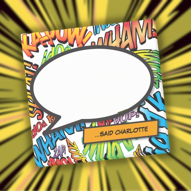 Rolig Retro Serietidningspratbubbla Post-it Block (Fun Retro Comic Book Speech Bubble Post-it Notes)