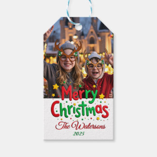 Rolig Retro Skrift God Jul Boktryck Foto Presentetikett