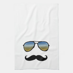 Rolig Retro solglasögon med mustasch Kökshandduk