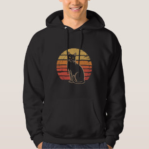 Rolig Retro Solnedgång Katt Silhuett Vintage  Hoodie