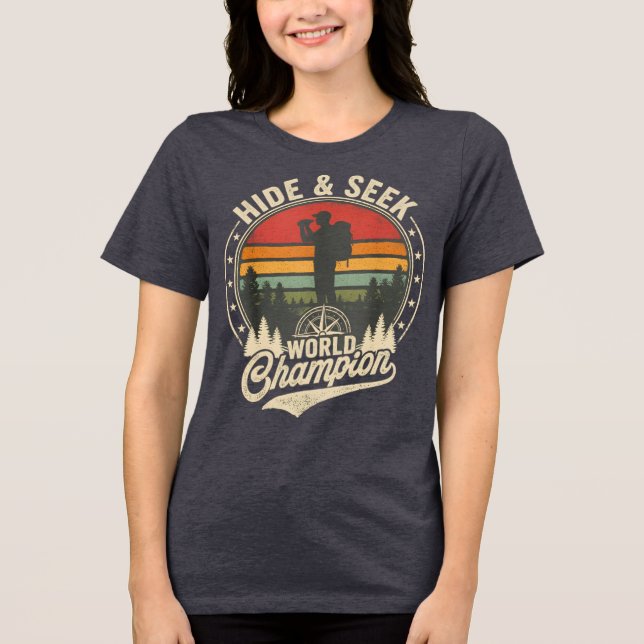 Rolig Retro Solnedgång Skogsdesign T Shirt (Framsida)