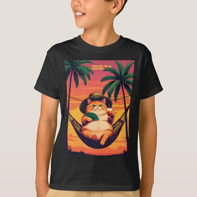 Rolig Retro Sommar Katt Semester T Shirt (Framsida)