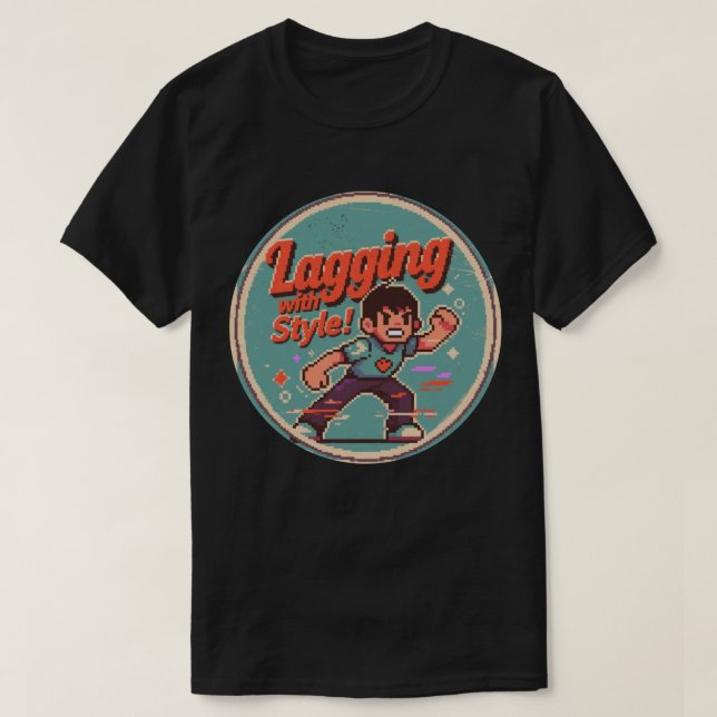 Rolig Retro Speldesign – Eftersläpande med Stil! T Shirt (Design framsida)