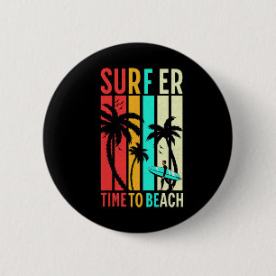 Rolig Retro Strand Surfing Surfbräda Vintage Surfb Knapp