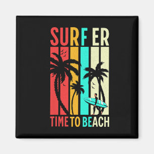 Rolig Retro Strand Surfing Surfbräda Vintage Surfb Magnet